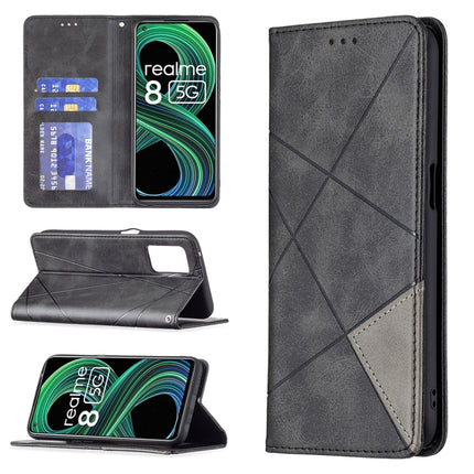 Rhombus Texture Horizontal Flip Magnetic Leather Case with Holder & Card Slots, For OPPO Realme C21 / C20, For OPPO Realme 8 5G / V13