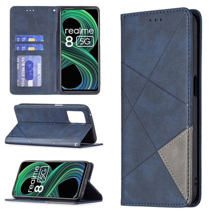 Rhombus Texture Horizontal Flip Magnetic Leather Case with Holder & Card Slots, For OPPO Realme C21 / C20, For OPPO Realme 8 5G / V13