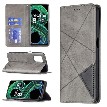 Rhombus Texture Horizontal Flip Magnetic Leather Case with Holder & Card Slots, For OPPO Realme C21 / C20, For OPPO Realme 8 5G / V13