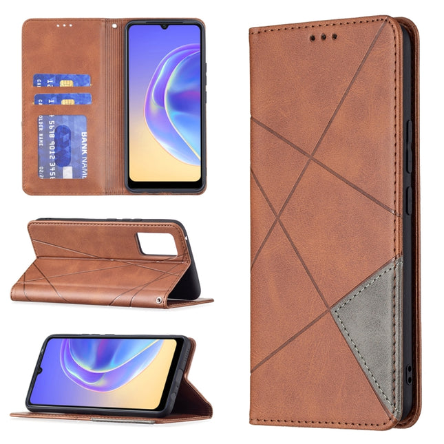 Rhombus Texture Horizontal Flip Magnetic Leather Case with Holder & Card Slots, For vivo V21e 4G, For vivo V21e 5G, For vivo V21, For vivo Y11/Y15/Y12/Y17
