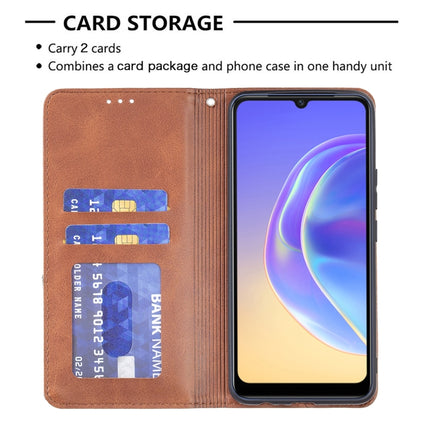 Rhombus Texture Horizontal Flip Magnetic Leather Case with Holder & Card Slots, For vivo V21e 4G, For vivo V21e 5G, For vivo V21, For vivo Y11/Y15/Y12/Y17