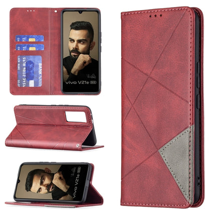 Rhombus Texture Horizontal Flip Magnetic Leather Case with Holder & Card Slots, For vivo V21e 4G, For vivo V21e 5G, For vivo V21, For vivo Y11/Y15/Y12/Y17