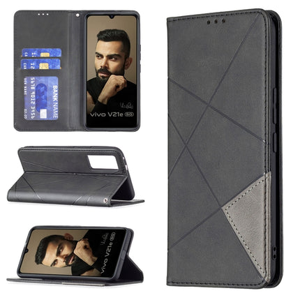 Rhombus Texture Horizontal Flip Magnetic Leather Case with Holder & Card Slots, For vivo V21e 4G, For vivo V21e 5G, For vivo V21, For vivo Y11/Y15/Y12/Y17