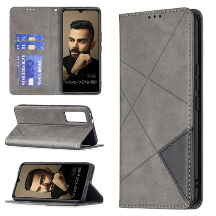 Rhombus Texture Horizontal Flip Magnetic Leather Case with Holder & Card Slots, For vivo V21e 4G, For vivo V21e 5G, For vivo V21, For vivo Y11/Y15/Y12/Y17