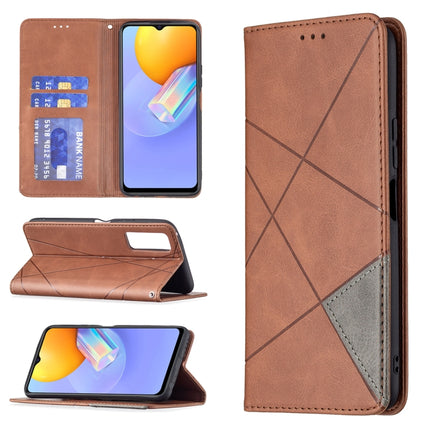 Rhombus Texture Horizontal Flip Magnetic Leather Case with Holder & Card Slots, For vivo Y20, For vivo Y51 2020 / Y51a / Y51s