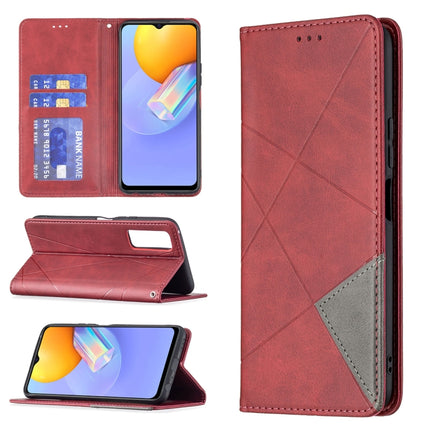 Rhombus Texture Horizontal Flip Magnetic Leather Case with Holder & Card Slots, For vivo Y20, For vivo Y51 2020 / Y51a / Y51s