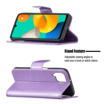 Embossing Two Butterflies Pattern Horizontal Flip PU Leather Case with Holder & Card Slot & Wallet & Lanyard, For Samsung Galaxy M32