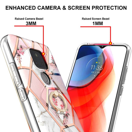Electroplating Splicing Marble Flower Pattern TPU Shockproof Case with Rhinestone Ring Holder, For Motorola Moto G Play (2021), For Motorola Moto G Power (2021), For Motorola Moto G Stylus (2021)