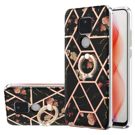 Electroplating Splicing Marble Flower Pattern TPU Shockproof Case with Rhinestone Ring Holder, For Motorola Moto G Play (2021), For Motorola Moto G Power (2021), For Motorola Moto G Stylus (2021)