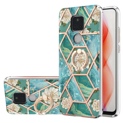Electroplating Splicing Marble Flower Pattern TPU Shockproof Case with Rhinestone Ring Holder, For Motorola Moto G Play (2021), For Motorola Moto G Power (2021), For Motorola Moto G Stylus (2021)