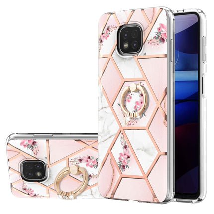 Electroplating Splicing Marble Flower Pattern TPU Shockproof Case with Rhinestone Ring Holder, For Motorola Moto G Play (2021), For Motorola Moto G Power (2021), For Motorola Moto G Stylus (2021)