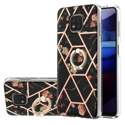 Electroplating Splicing Marble Flower Pattern TPU Shockproof Case with Rhinestone Ring Holder, For Motorola Moto G Play (2021), For Motorola Moto G Power (2021), For Motorola Moto G Stylus (2021)