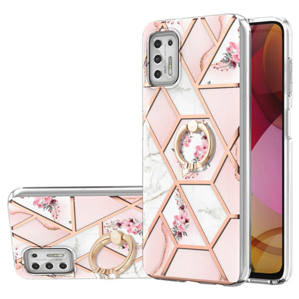 Electroplating Splicing Marble Flower Pattern TPU Shockproof Case with Rhinestone Ring Holder, For Motorola Moto G Play (2021), For Motorola Moto G Power (2021), For Motorola Moto G Stylus (2021)