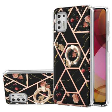 Electroplating Splicing Marble Flower Pattern TPU Shockproof Case with Rhinestone Ring Holder, For Motorola Moto G Play (2021), For Motorola Moto G Power (2021), For Motorola Moto G Stylus (2021)