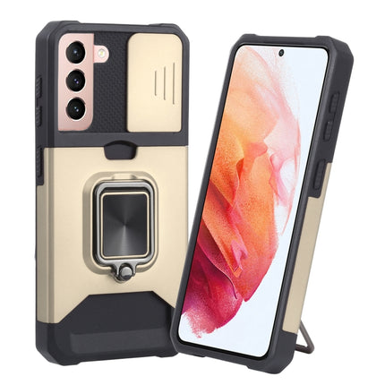 Sliding Camera Cover Design PC + TPU Shockproof Case with Ring Holder & Card Slot, For Samsung Galaxy S21 5G, For Samsung Galaxy S21+ 5G, For Samsung Galaxy Note20