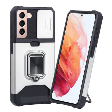 Sliding Camera Cover Design PC + TPU Shockproof Case with Ring Holder & Card Slot, For Samsung Galaxy S21 5G, For Samsung Galaxy S21+ 5G, For Samsung Galaxy Note20