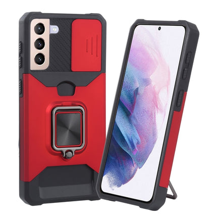 Sliding Camera Cover Design PC + TPU Shockproof Case with Ring Holder & Card Slot, For Samsung Galaxy S21 5G, For Samsung Galaxy S21+ 5G, For Samsung Galaxy Note20