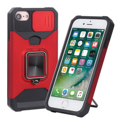 Funda deslizante para cámara, diseño de PC + TPU, a prueba de golpes, con soporte para anillo y ranura para tarjeta, para iPhone SE 2022 / SE 2020 / 8 / 7 / 6s / 6, para iPhone 8 Plus / 7 Plus / 6s Plus / 6 Plus