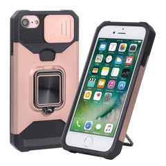 Funda deslizante para cámara, diseño de PC + TPU, a prueba de golpes, con soporte para anillo y ranura para tarjeta, para iPhone SE 2022 / SE 2020 / 8 / 7 / 6s / 6, para iPhone 8 Plus / 7 Plus / 6s Plus / 6 Plus