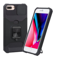 Funda deslizante para cámara, diseño de PC + TPU, a prueba de golpes, con soporte para anillo y ranura para tarjeta, para iPhone SE 2022 / SE 2020 / 8 / 7 / 6s / 6, para iPhone 8 Plus / 7 Plus / 6s Plus / 6 Plus