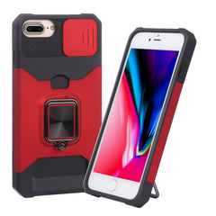 Funda deslizante para cámara, diseño de PC + TPU, a prueba de golpes, con soporte para anillo y ranura para tarjeta, para iPhone SE 2022 / SE 2020 / 8 / 7 / 6s / 6, para iPhone 8 Plus / 7 Plus / 6s Plus / 6 Plus