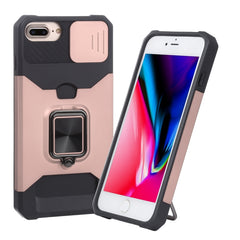 Funda deslizante para cámara, diseño de PC + TPU, a prueba de golpes, con soporte para anillo y ranura para tarjeta, para iPhone SE 2022 / SE 2020 / 8 / 7 / 6s / 6, para iPhone 8 Plus / 7 Plus / 6s Plus / 6 Plus