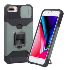 Funda deslizante para cámara, diseño de PC + TPU, a prueba de golpes, con soporte para anillo y ranura para tarjeta, para iPhone SE 2022 / SE 2020 / 8 / 7 / 6s / 6, para iPhone 8 Plus / 7 Plus / 6s Plus / 6 Plus