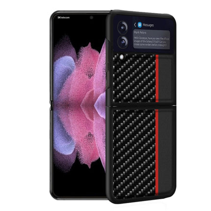 Carbon Fiber Texture Shockproof Splicing Leather Case, For Samsung Galaxy Z Flip3 5G