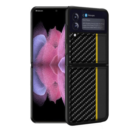 Carbon Fiber Texture Shockproof Splicing Leather Case, For Samsung Galaxy Z Flip3 5G