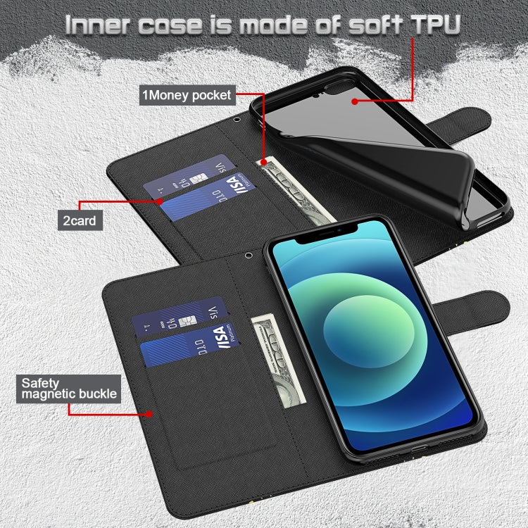 Horizontale Flip-Hülle aus TPU + PU-Leder mit 3D-Malmuster und Halter, Kartenfächern und Geldbörse, für iPhone 13 Pro Max