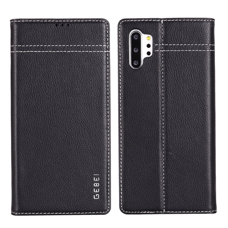 GEBEI Top-grain Leather Horizontal Flip Protective Case with Holder & Card Slots, For Galaxy Note 10, For Galaxy Note 10+