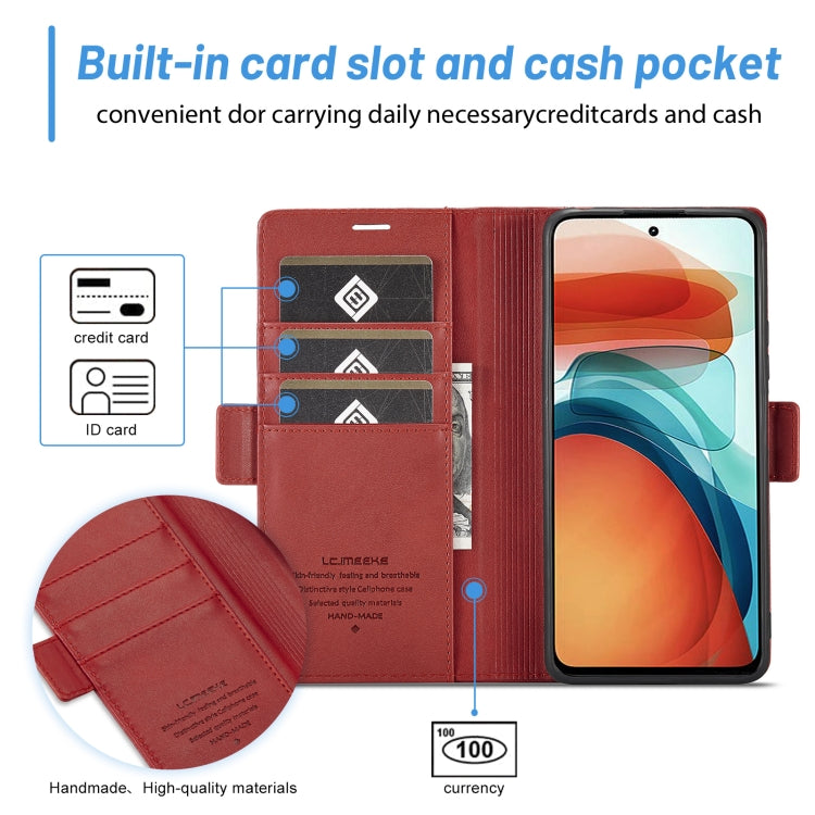 LC.IMEEKE Magnetic Buckle PU + TPU Horizontal Flip Leather Case with Holder & Card Slots & Wallet, For Xiaomi Redmi Note 10 Pro/Note 10 Pro Max