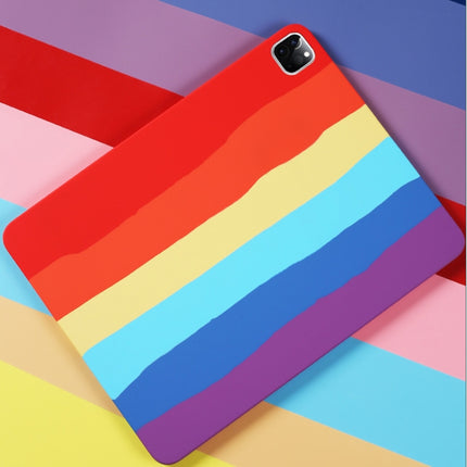 Regenbogen-Flüssigsilikon + stoßfeste PC-Schutzhülle, für iPad 10.2 2021/2020/2019 2020/2019, für iPad Air 10,5 Zoll 2019, für iPad Air 2022/2020 10,9 Zoll, für iPad Pro 11 Zoll 2020, für iPad Pro 12,9 Zoll 2020, für iPad mini 5