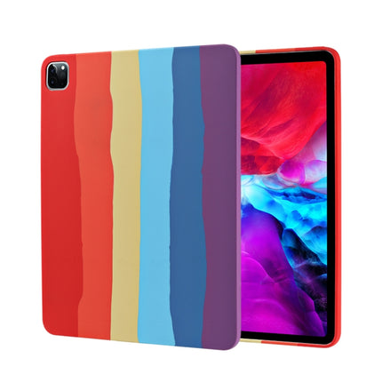 Regenbogen-Flüssigsilikon + stoßfeste PC-Schutzhülle, für iPad 10.2 2021/2020/2019 2020/2019, für iPad Air 10,5 Zoll 2019, für iPad Air 2022/2020 10,9 Zoll, für iPad Pro 11 Zoll 2020, für iPad Pro 12,9 Zoll 2020, für iPad mini 5