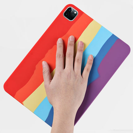 Regenbogen-Flüssigsilikon + stoßfeste PC-Schutzhülle, für iPad 10.2 2021/2020/2019 2020/2019, für iPad Air 10,5 Zoll 2019, für iPad Air 2022/2020 10,9 Zoll, für iPad Pro 11 Zoll 2020, für iPad Pro 12,9 Zoll 2020, für iPad mini 5