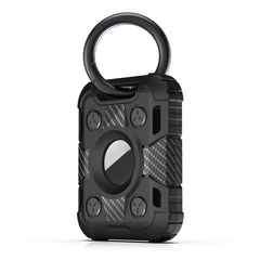 Tank Armor Anti-scratch Shockproof Carbon Fiber TPU Protective Cover Case with Keychain Ring Loop, For AirTag