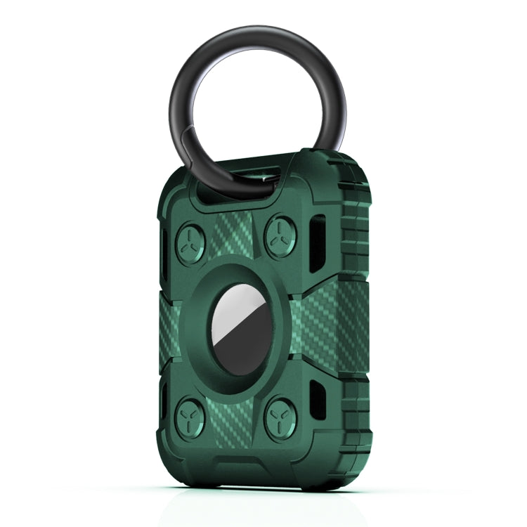 Tank Armor Anti-scratch Shockproof Carbon Fiber TPU Protective Cover Case with Keychain Ring Loop, For AirTag