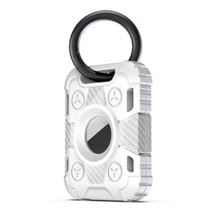 Tank Armor Anti-scratch Shockproof Carbon Fiber TPU Protective Cover Case with Keychain Ring Loop, For AirTag