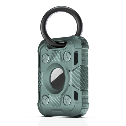 Tank Armor Anti-scratch Shockproof Carbon Fiber TPU Protective Cover Case with Keychain Ring Loop, For AirTag