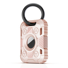 Tank Armor Anti-scratch Shockproof Carbon Fiber TPU Protective Cover Case with Keychain Ring Loop, For AirTag