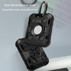 Tank Armor Anti-scratch Shockproof Carbon Fiber TPU Protective Cover Case with Keychain Ring Loop, For AirTag