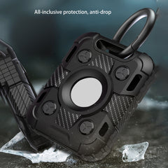 Tank Armor Anti-scratch Shockproof Carbon Fiber TPU Protective Cover Case with Keychain Ring Loop, For AirTag