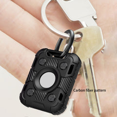 Tank Armor Anti-scratch Shockproof Carbon Fiber TPU Protective Cover Case with Keychain Ring Loop, For AirTag