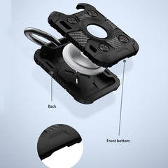 Tank Armor Anti-scratch Shockproof Carbon Fiber TPU Protective Cover Case with Keychain Ring Loop, For AirTag