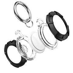 2 in 1 Robuste, kratzfeste, stoßfeste PC-Schutzhülle aus Kohlefaser mit Schlüsselanhänger-Hakenschlaufe, für AirTag