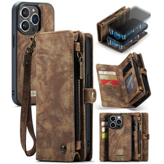 CaseMe-008 Abnehmbare multifunktionale horizontale Flip-Ledertasche mit Kartenfach &amp; Halter &amp; Reißverschluss-Geldbörse &amp; Bilderrahmen, für iPhone 13 Pro Max, für iPhone 13 Pro, für iPhone 13 mini, für iPhone 13
