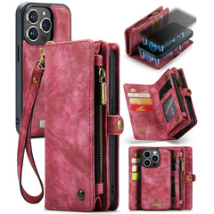 CaseMe-008 Abnehmbare multifunktionale horizontale Flip-Ledertasche mit Kartenfach &amp; Halter &amp; Reißverschluss-Geldbörse &amp; Bilderrahmen, für iPhone 13 Pro Max, für iPhone 13 Pro, für iPhone 13 mini, für iPhone 13