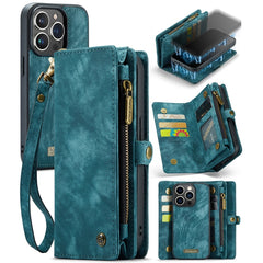 CaseMe-008 Abnehmbare multifunktionale horizontale Flip-Ledertasche mit Kartenfach &amp; Halter &amp; Reißverschluss-Geldbörse &amp; Bilderrahmen, für iPhone 13 Pro Max, für iPhone 13 Pro, für iPhone 13 mini, für iPhone 13