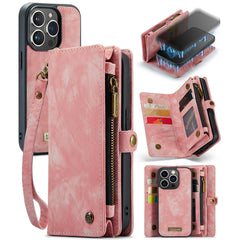 CaseMe-008 Abnehmbare multifunktionale horizontale Flip-Ledertasche mit Kartenfach &amp; Halter &amp; Reißverschluss-Geldbörse &amp; Bilderrahmen, für iPhone 13 Pro Max, für iPhone 13 Pro, für iPhone 13 mini, für iPhone 13