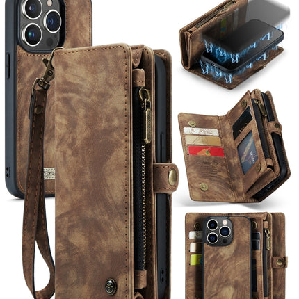 CaseMe-008 Detachable Multifunctional Horizontal Flip Leather Case with Card Slot & Holder & Zipper Wallet & Photo Frame, For iPhone 13 Pro Max, For iPhone 13 Pro, For iPhone 13 mini, For iPhone 13